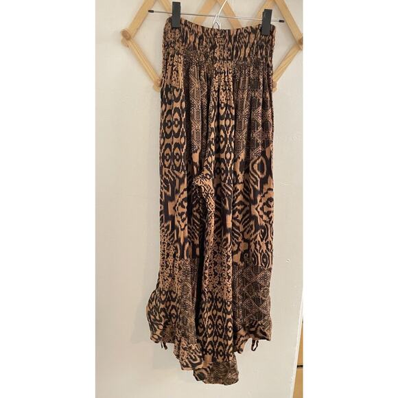 Bohemian Pants Harem Indonesia Brown OS Wide Legs Pockets - Picture 8 of 8